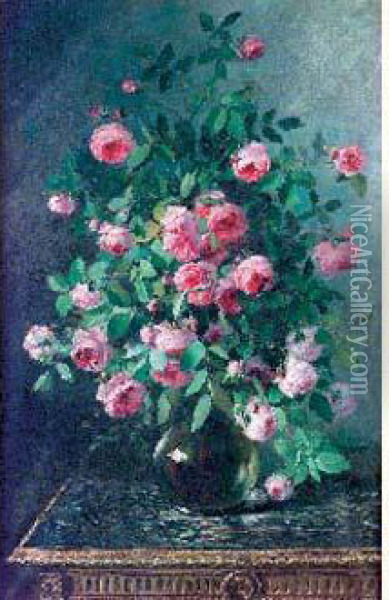 Bouquet De Roses Oil Painting - Marie Lucie Cornelius