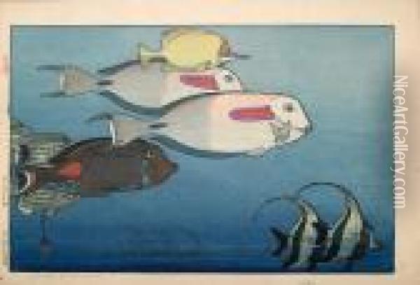 Fishes Of Honolulu Oil Painting - Hiroshi Yoshida