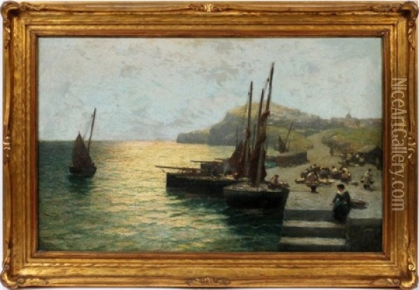 Fishing Village Oil Painting - Alexander Young