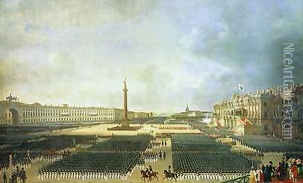 The Consecration of the Alexander Column in St. Petersburg Oil Painting - Adolphe Ladurner