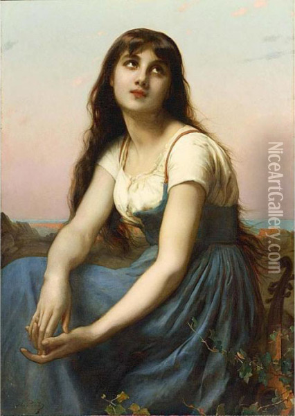 A Young Beauty Oil Painting - Etienne Adolphe Piot