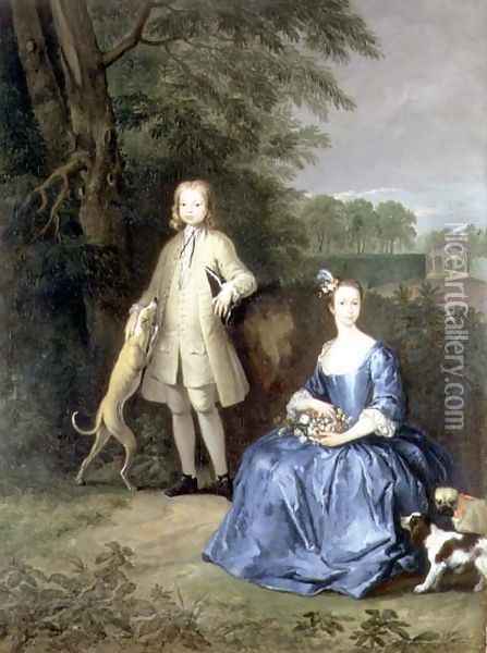 Portrait of Master Edward and Miss Mary Macro, c.1733 Oil Painting - Peter Tillemans