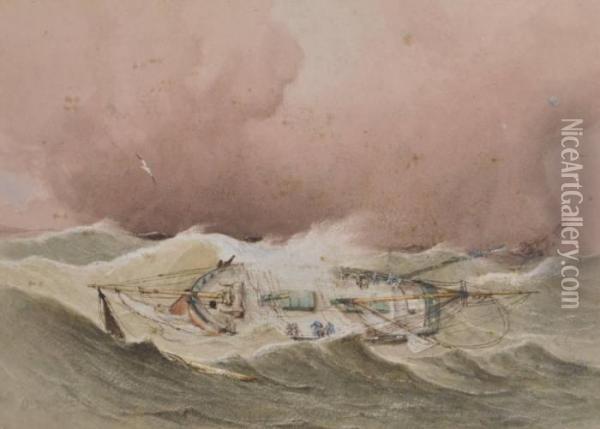 Shipwreck On Stormy Seas Oil Painting - Anthony Vandyke Copley Fielding