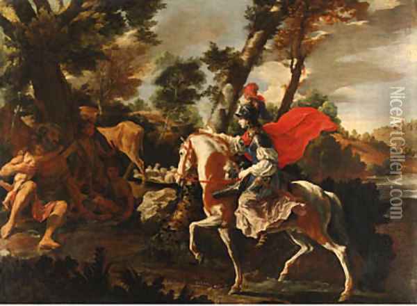 Erminia seeking refuge with the shepherds Oil Painting - Francesco Cozza