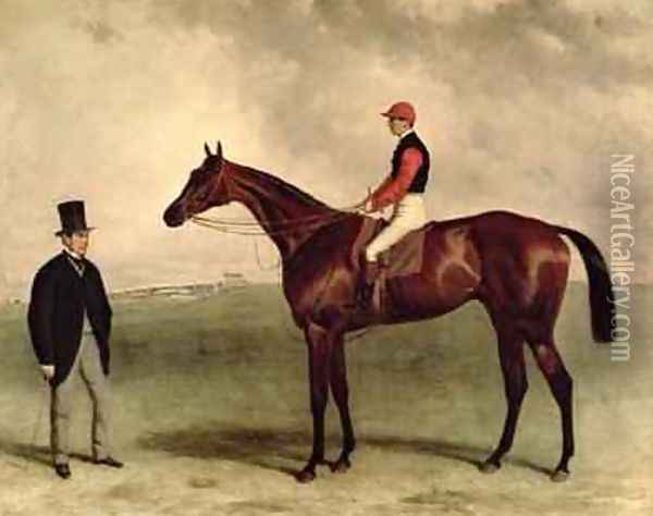 Gladiateur with Harry Grimshaw up and his owner Count Frederic de Lagrange Oil Painting - Harry Hall