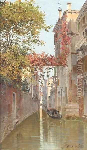 A gondola on a Venetian backwater Oil Painting - Antoinetta Brandeis