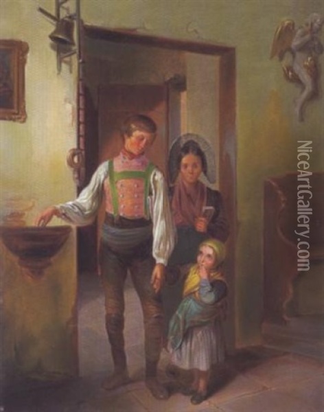 Der Erste Kirchgang Oil Painting - Wilhelm M. Richter