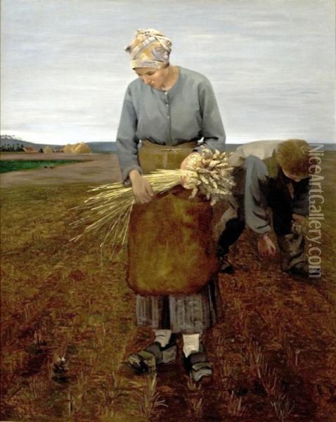 Gathering Grain Oil Painting - Albert Bartholome