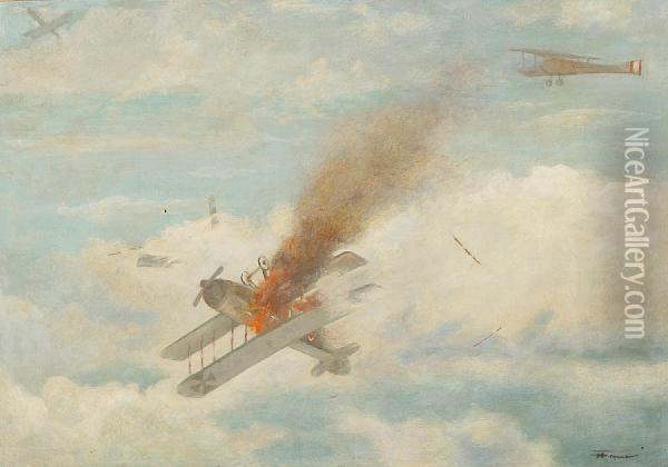 Downed Fokker Oil Painting - Henri Farre