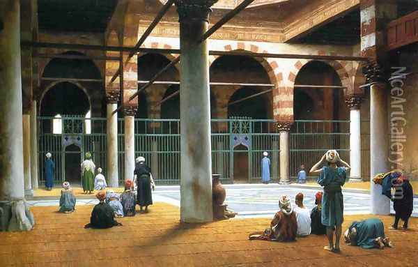 Interior of a Mosque Oil Painting - Jean-Leon Gerome