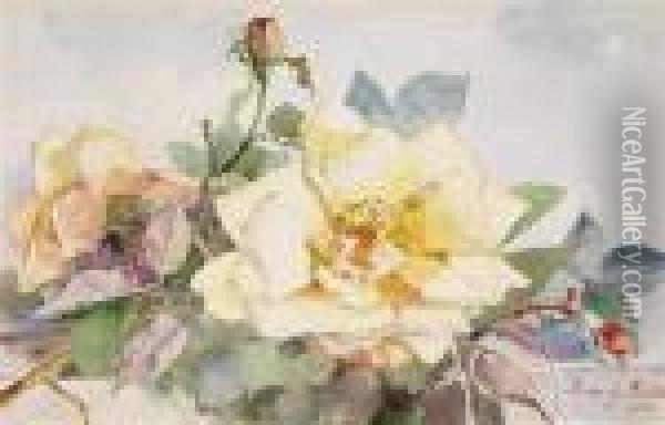 Tea Rose Oil Painting - Marie Egner