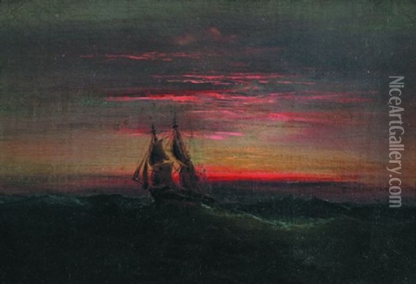 Sail At Sunset Oil Painting - James Hamilton