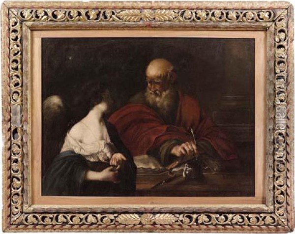 San Matteo Ispirato Dall'angelo Oil Painting - Guercino
