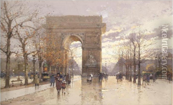 L'arc De Triomphe Oil Painting - Eugene Galien-Laloue
