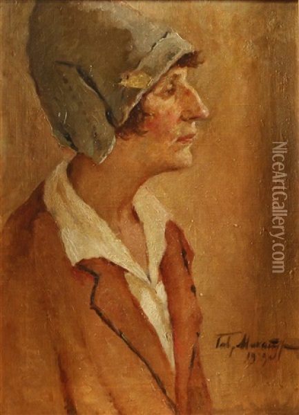 Portrait Of The Poet Anna Akhmatova Oil Painting - Gavriil Petrovich Makaturin