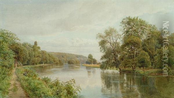 Fishing On The Thames Oil Painting - William Bradley