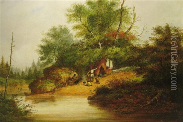Indian Camp Oil Painting - Cornelius David Krieghoff