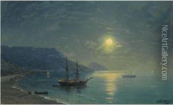 Evening In Crimea Oil Painting - Ivan Konstantinovich Aivazovsky