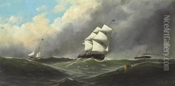 Rough Seas Oil Painting - Antonio Nicolo Gasparo Jacobsen
