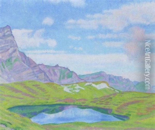 Berglandschaft Mit Kleinem See Oil Painting - Emil Cardinaux