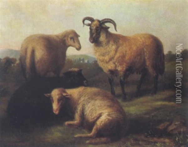 Schafe Auf Der Weide Oil Painting - Jules Contant
