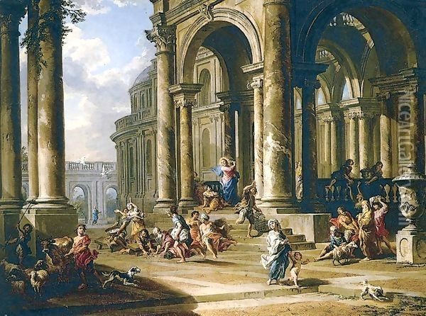 Expulsion of the Moneychangers from the Temple Oil Painting - Giovanni Paolo Pannini