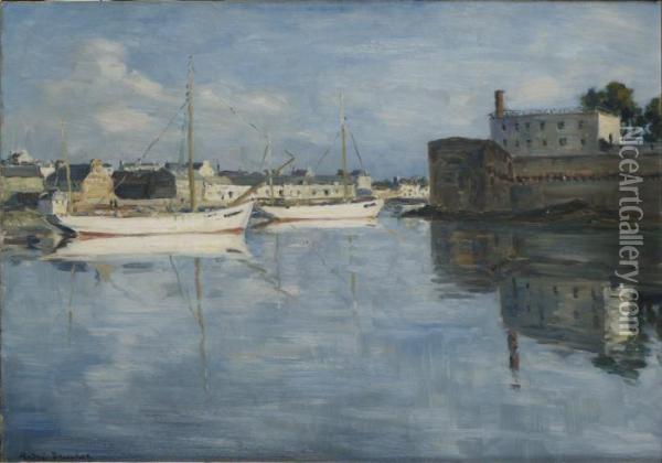 Arriere Port De Concarneau (bretagne) Oil Painting - Andre Dauchez