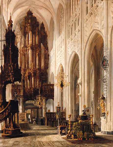 Interior of the Cathedral of Bois-le-Duc Oil Painting - Henry William Brewer