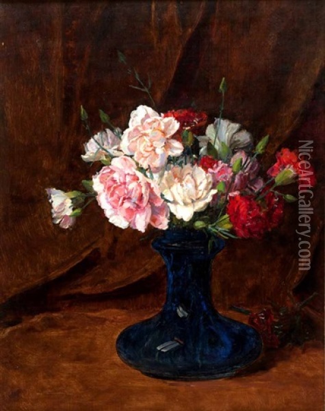 Still Life - Carnations Oil Painting - Hans (Jean) Iten