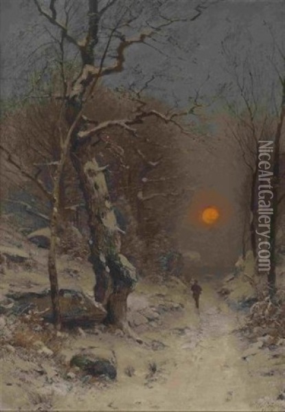 Jager Im Winterwald Oil Painting - Wilhelm Schroeter
