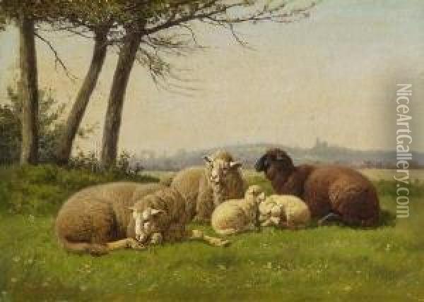 Schafe Auf Der Wiese. Oil Painting - Eugene Joseph Verboeckhoven
