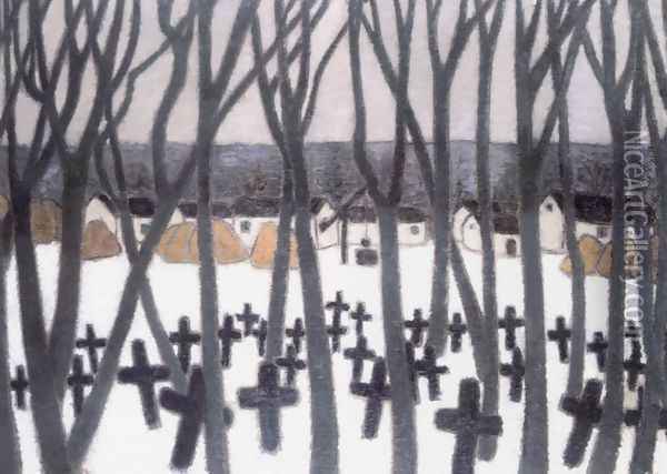 Cemetery in the Great Plain 1894 Oil Painting - Jozsef Rippl-Ronai