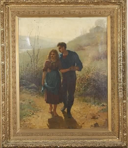 Walking Oil Painting - James Wells Champney