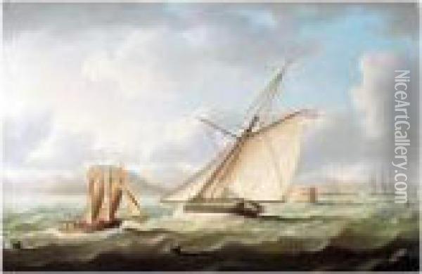 The English Cutter Yacht Oil Painting - Thomas Buttersworth