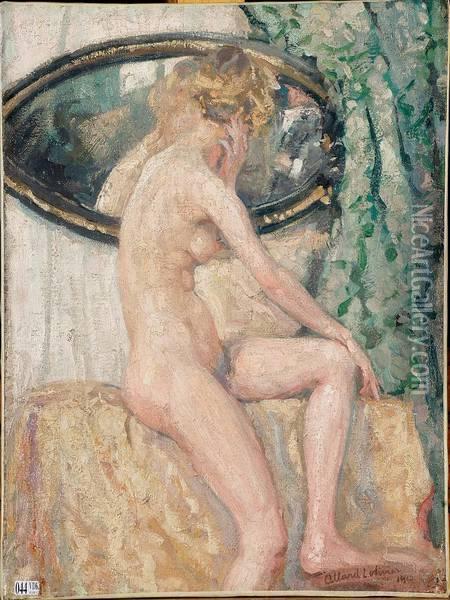 Femme Nue Devant Le Miroir Oil Painting - Fernand Allard L'Olivier