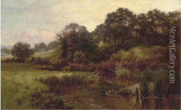 A Meandering Summer River Oil Painting - Charles Gibbs