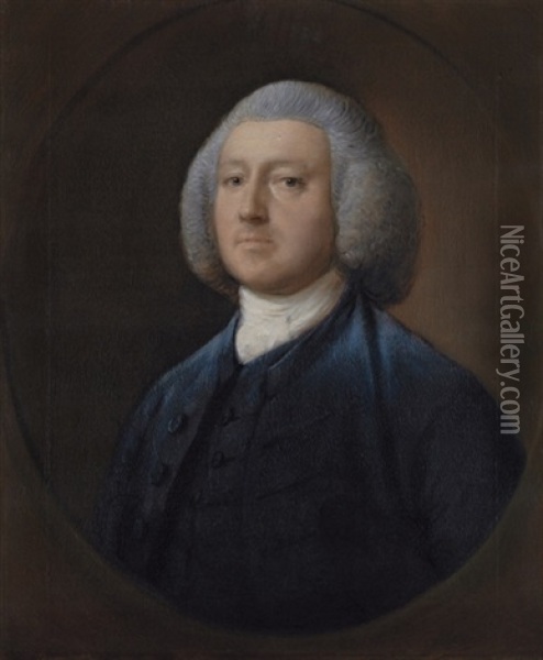 Portrait Of Dr. William Walcot In A Blue Coat Oil Painting - Thomas Gainsborough
