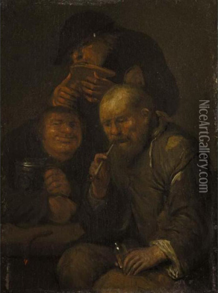 Peasants Drinking And Smoking Oil Painting - Egbert Jaspersz. van, the Elder Heemskerck