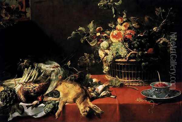 Still-Life with Fruit Basket and Game 2 Oil Painting - Frans Snyders