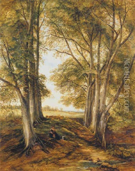 Resting In A Shady Glade Oil Painting - Thomas Creswick