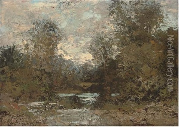 A Tranquil Wooded Landscape Oil Painting - Erich Kubierschky