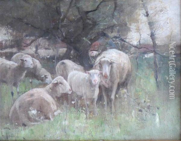 Troupeau De Moutons Oil Painting - Harry Thompson Lalande