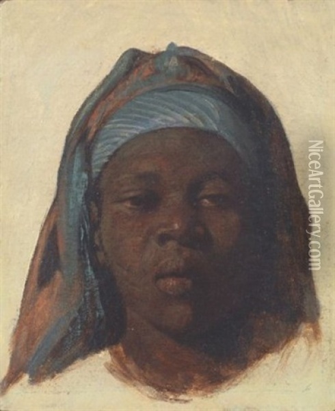 Jeune Egyptienne Au Voile Bleu Oil Painting - Carl Leopold Mueller