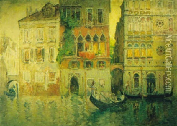 Venice Canal Scene Oil Painting - Colin Campbell Cooper