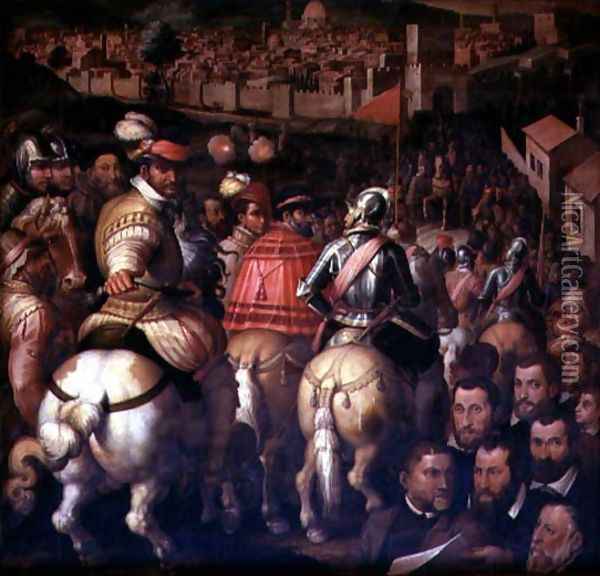 The Triumph after the war with Siena from the ceiling of the Salone dei Cinquecento, 1565 Oil Painting - Giorgio Vasari