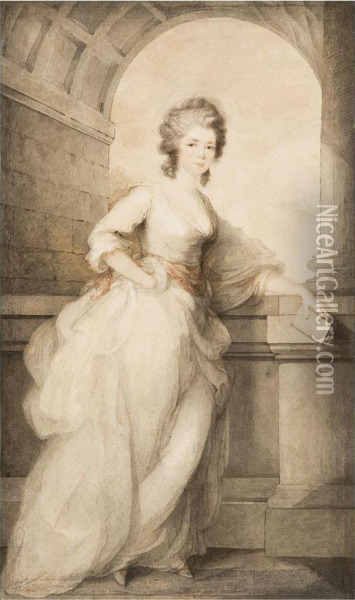 Portrait Of Mrs. Frances Abington Oil Painting - Ozias Humphrey