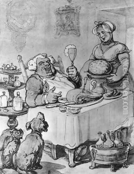 A Good Meal Oil Painting - Thomas Rowlandson