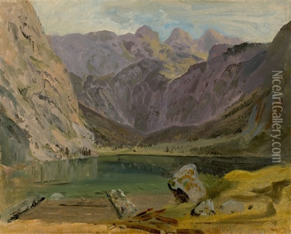 Hintersee Oil Painting - Heinrich Buerkel