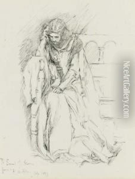 Stray Thoughts Oil Painting - Edwin Austin Abbey