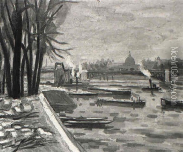 Bord De Seine Oil Painting - Louis Robert Antral